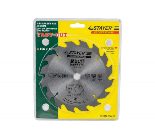 Диск пильный STAYER "FAST CUT" по дереву, 156,5мм х 12,7мм х 16Т Диск пильный STAYER "FAST CUT" по дереву, 156,5мм х 12,7мм х 16Т