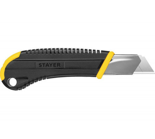 Нож с винтовым фиксатором Stayer HERCULES-25 сегментированные лезвия 25 мм 09141_z01 Нож с винтовым фиксатором Stayer HERCULES-25 сегментированные лезвия 25 мм 09141_z01