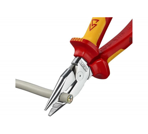 Комбинированные остроконечные плоскогубцы KNIPEX с удлинёнными губками, длина 185 мм, хром, двухкомпонентные диэлектрические ручки SB KN-0826185SB Комбинированные остроконечные плоскогубцы KNIPEX с удлинёнными губками, длина 185 мм, хром, двухкомпонентные диэлектрические ручки SB KN-0826185SB