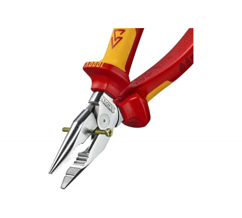 Комбинированные остроконечные плоскогубцы KNIPEX с удлинёнными губками, длина 185 мм, хром, двухкомпонентные диэлектрические ручки SB KN-0826185SB Комбинированные остроконечные плоскогубцы KNIPEX с удлинёнными губками, длина 185 мм, хром, двухкомпонентные диэлектрические ручки SB KN-0826185SB