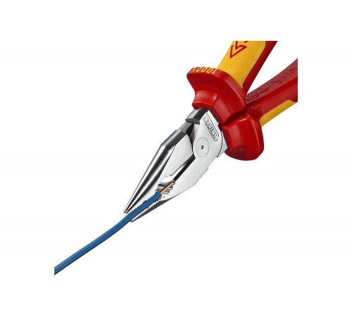 Комбинированные остроконечные плоскогубцы KNIPEX с удлинёнными губками, длина 185 мм, хром, двухкомпонентные диэлектрические ручки SB KN-0826185SB Комбинированные остроконечные плоскогубцы KNIPEX с удлинёнными губками, длина 185 мм, хром, двухкомпонентные диэлектрические ручки SB KN-0826185SB