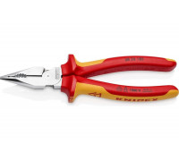 Комбинированные остроконечные плоскогубцы KNIPEX с удлинёнными губками, длина 185 мм, хром, двухкомпонентные диэлектрические ручки SB KN-0826185SB