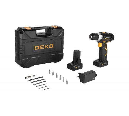 Аккумуляторная дрель-шуруповерт DEKO GCD20DU3 SET 3 в кейсе + оснастка 13 шт, 21.5 Ач 063-4142