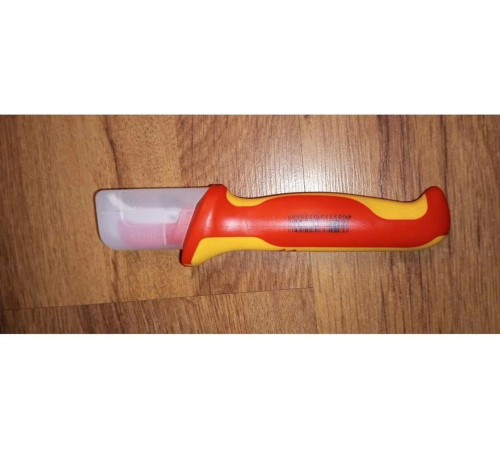 Нож для удаления изоляции KNIPEX VDE, с "пяткой", нержавеющая хирургическая сталь KN-9855SB Нож для удаления изоляции KNIPEX VDE, с "пяткой", нержавеющая хирургическая сталь KN-9855SB
