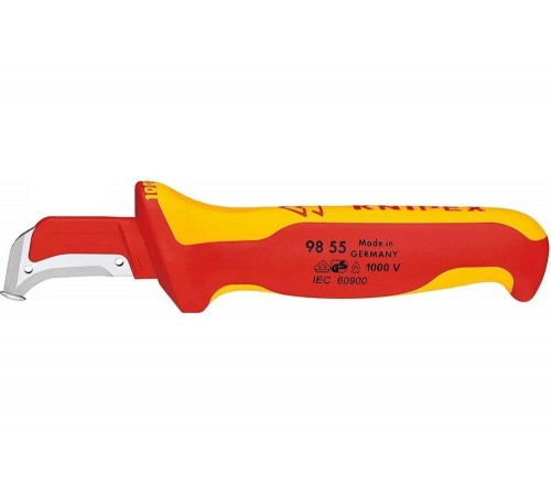 Нож для удаления изоляции KNIPEX VDE, с "пяткой", нержавеющая хирургическая сталь KN-9855SB Нож для удаления изоляции KNIPEX VDE, с "пяткой", нержавеющая хирургическая сталь KN-9855SB