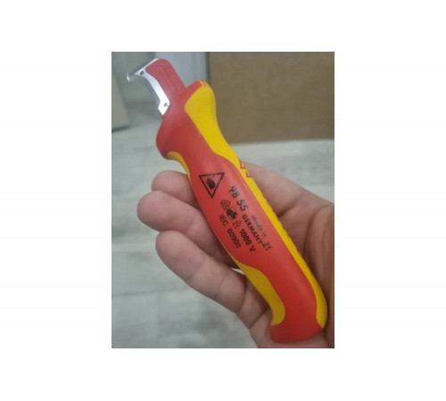Нож для удаления изоляции KNIPEX VDE, с "пяткой", нержавеющая хирургическая сталь KN-9855SB Нож для удаления изоляции KNIPEX VDE, с "пяткой", нержавеющая хирургическая сталь KN-9855SB