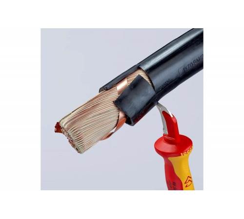 Нож для удаления изоляции KNIPEX VDE, с "пяткой", нержавеющая хирургическая сталь KN-9855SB Нож для удаления изоляции KNIPEX VDE, с "пяткой", нержавеющая хирургическая сталь KN-9855SB
