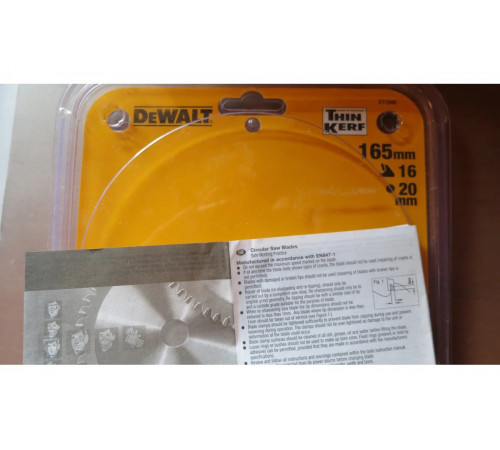 Пильный диск CONSTRUCT 165х20 мм, 16Т, ATB +24град DEWALT DT1948