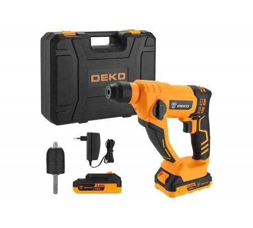 Аккумуляторный перфоратор DEKO DKCH20 20В, 2x2.0Ач, в кейсе, с патроном CH02 063-4412 Аккумуляторный перфоратор DEKO DKCH20 20В, 2x2.0Ач, в кейсе, с патроном CH02 063-4412