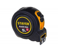 Рулетка Stayer BlackMax 5м / 25мм в ударостойком полностью обрезиненном корпусе и двумя фиксаторами 3410-05-25_z02