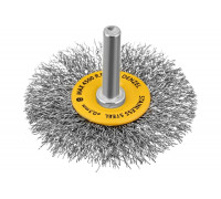 Щетка для дрели 60 мм, плоская, со шпилькой, нержавеющая витая проволока Denzel 744463