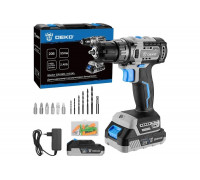 Аккумуляторная бесщеточная дрель-шуруповерт DEKO Sharker 20V в кейсе, 20В, 2х3.0 Ач 063-4036
