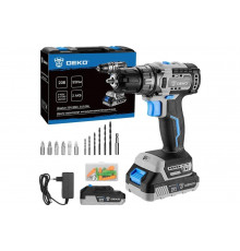 Аккумуляторная бесщеточная дрель-шуруповерт DEKO Sharker 20V в кейсе, 20В, 2х3.0 Ач 063-4036