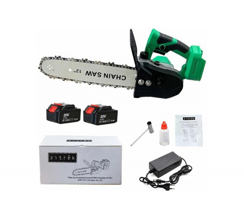 Аккумуляторная цепная пила Zitrek GreenSaw 20 PRO 20 В, 4 Ач, Li-ion аккумуляторы 2 шт, зарядное устройство 082-1852 Аккумуляторная цепная пила Zitrek GreenSaw 20 PRO 20 В, 4 Ач, Li-ion аккумуляторы 2 шт, зарядное устройство 082-1852