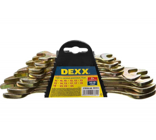 Набор рожковых гаечных ключей DEXX 8-24 мм, 8 шт 27018-H8 Набор рожковых гаечных ключей DEXX 8-24 мм, 8 шт 27018-H8