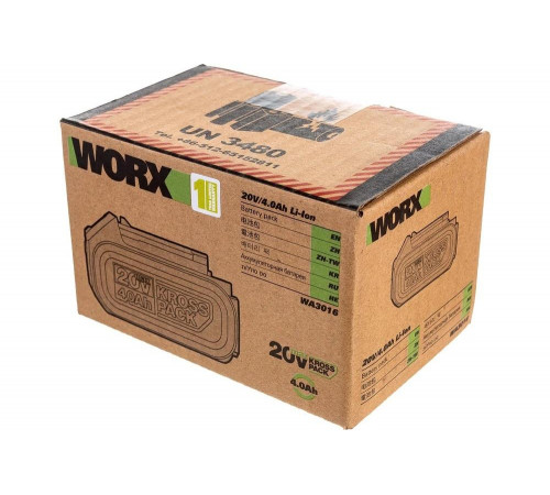Аккумулятор Professional 20В, 4.0Ач WORX WA3016 Аккумулятор Professional 20В, 4.0Ач WORX WA3016