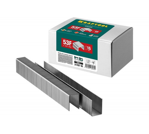 KRAFTOOL скобы тип 53F, 16 мм, скобы для степлера плоские 31787-16 KRAFTOOL скобы тип 53F, 16 мм, скобы для степлера плоские 31787-16