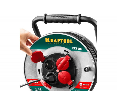 KRAFTOOL K-325, КГ 3х2.5 30м 4000Вт IP44, Силовой удлинитель на стальной катушке (55086-30) KRAFTOOL K-325, КГ 3х2.5 30м 4000Вт IP44, Силовой удлинитель на стальной катушке (55086-30)