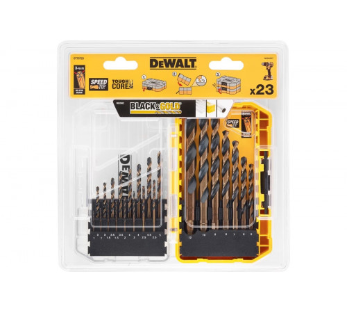 Набор сверл Dewalt DT70729, Black&Gold по металлу, 1-12 мм, 23 шт DT70729-QZ