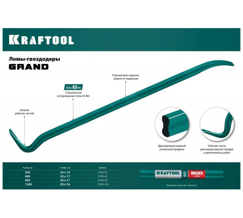 KRAFTOOL 600 мм, 30х17 мм, кованый двутавровый лом-гвоздодер Grand 21900-60 KRAFTOOL 600 мм, 30х17 мм, кованый двутавровый лом-гвоздодер Grand 21900-60