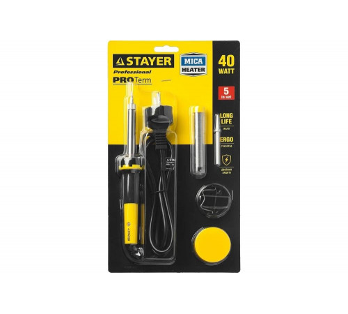 STAYER 40 Вт, 5 предметов, набор для паяльных работ Proterm 55312-40-H5 Professional