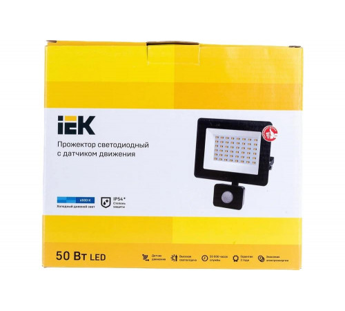 Светодиодный прожектор IEK СДО 06-50Д, черный, с датчиком движения, IP54, 6500K LPDO602-50-65-K02 Светодиодный прожектор IEK СДО 06-50Д, черный, с датчиком движения, IP54, 6500K LPDO602-50-65-K02