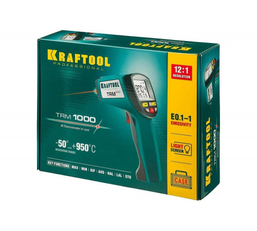 KRAFTOOL -50°С +950°С, пирометр инфракрасный TRM-1000 45703-950 Professional