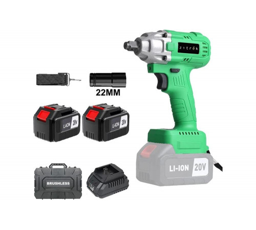 Гайковерт аккумуляторный бесщеточный ударный Zitrek Crusher 20-Li (20В, Li-ion 2x6.0Ач, з/у, кейс) 063-4372