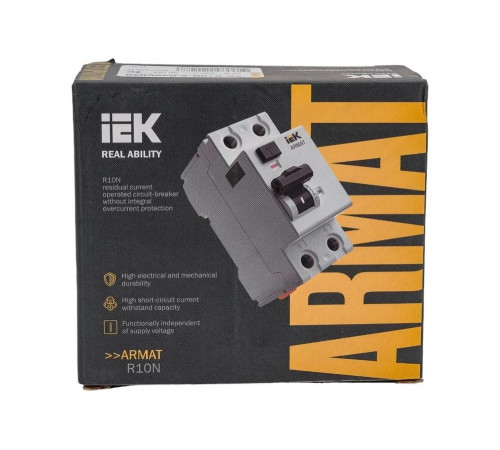 Выключатель дифференциального тока IEK ARMAT R10N 2P 40А 30мА тип AC AR-R10N-2-040C030 Выключатель дифференциального тока IEK ARMAT R10N 2P 40А 30мА тип AC AR-R10N-2-040C030