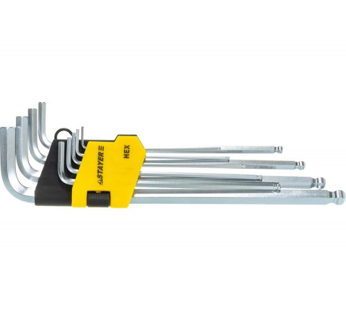 STAYER 9 шт., Cr-V, ключи имбусовые удлиненные с шариком 2741-H9-2 STAYER 9 шт., Cr-V, ключи имбусовые удлиненные с шариком 2741-H9-2
