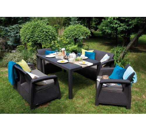 Комплект мебели Keter Corfu fiesta set графит 223216 Комплект мебели Keter Corfu fiesta set графит 223216