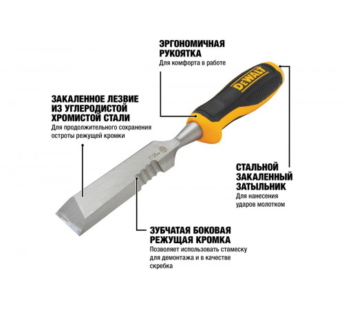 Стамеска DEWALT лезвие с дополнительной режущей кромкой, 25 мм DWHT0-16065