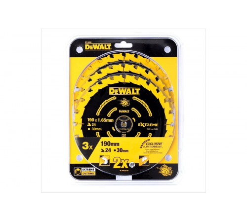 Набор пильных дисков 190х20 мм, 24 зуба, 3 шт. DEWALT DT10399