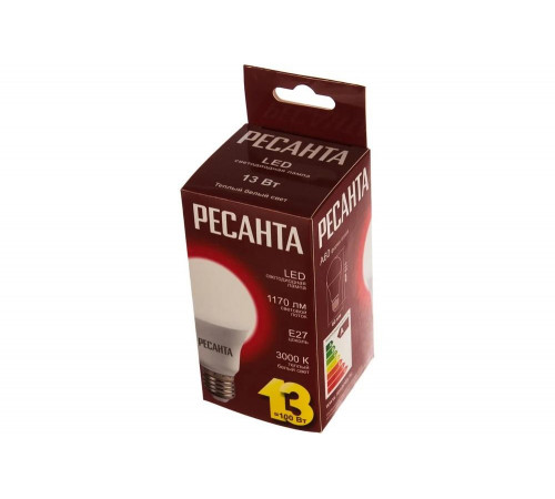 Светодиодная лампа Ресанта LL-R-A60-13W-230-3K-E27 Светодиодная лампа Ресанта LL-R-A60-13W-230-3K-E27