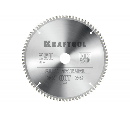 Диск пильный по алюминию Multi material 250x30 мм, 80Т KRAFTOOL 36953-250-30 Диск пильный по алюминию Multi material 250x30 мм, 80Т KRAFTOOL 36953-250-30