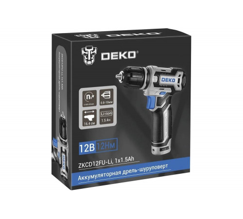 Аккумуляторная дрель-шуруповерт DEKO ZKCD12FU-Li, 12В, 1x1.5Ач 063-4141 Аккумуляторная дрель-шуруповерт DEKO ZKCD12FU-Li, 12В, 1x1.5Ач 063-4141