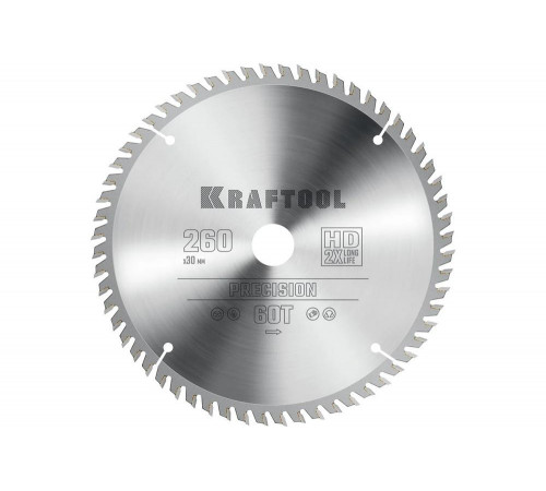 Диск пильный по дереву KRAFTOOL Precission 260x30 мм, 60Т 36952-260-30