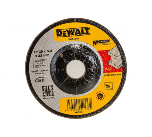 Круг зачистной по металлу HP (125x6x22.2мм) Dewalt DW4543AIA-AE