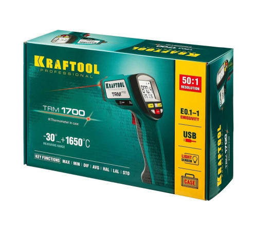 KRAFTOOL -30°С +1650°С, пирометр инфракрасный TRM-1700 45701-1650