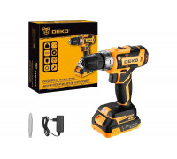 Аккумуляторная дрель-шуруповерт DEKO DKCD20FU-Li, 20 В, 1x2.0 Ач, зарядное устройство (2024) 063-4149