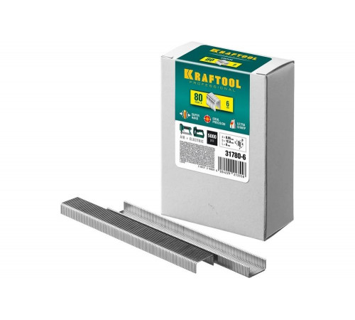 KRAFTOOL скобы тип 80, 6 мм, скобы для степлера 31780-6 KRAFTOOL скобы тип 80, 6 мм, скобы для степлера 31780-6