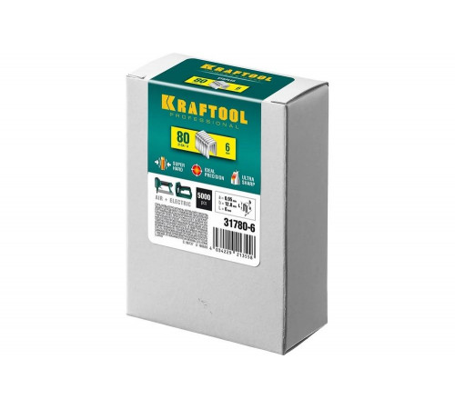 KRAFTOOL скобы тип 80, 6 мм, скобы для степлера 31780-6 KRAFTOOL скобы тип 80, 6 мм, скобы для степлера 31780-6