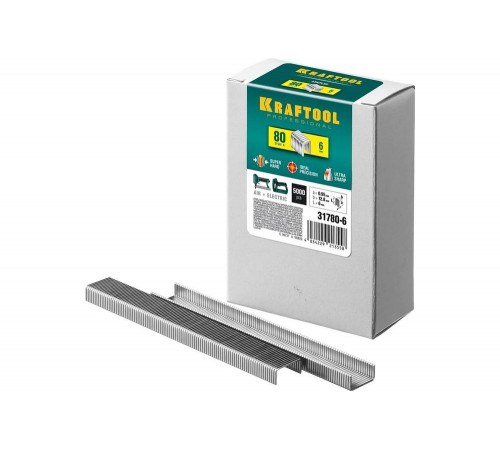 KRAFTOOL скобы тип 80, 6 мм, скобы для степлера 31780-6 KRAFTOOL скобы тип 80, 6 мм, скобы для степлера 31780-6