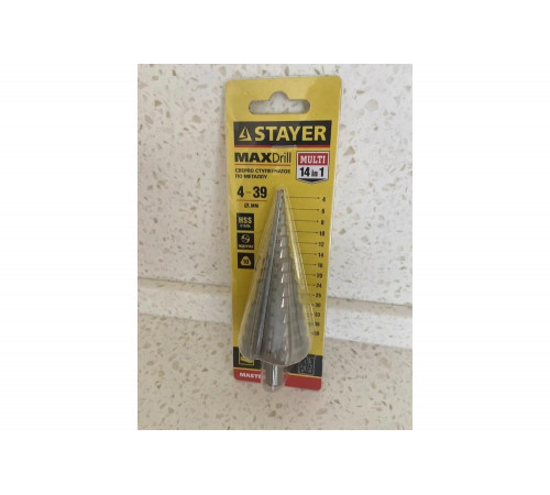 STAYER 4-39 мм, 14 ступеней, HSS, сверло ступенчатое 29660-4-39-14 STAYER 4-39 мм, 14 ступеней, HSS, сверло ступенчатое 29660-4-39-14