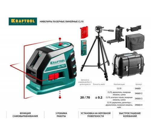 KRAFTOOL линейный лазерный нивелир CL70 34660 Professional KRAFTOOL линейный лазерный нивелир CL70 34660 Professional