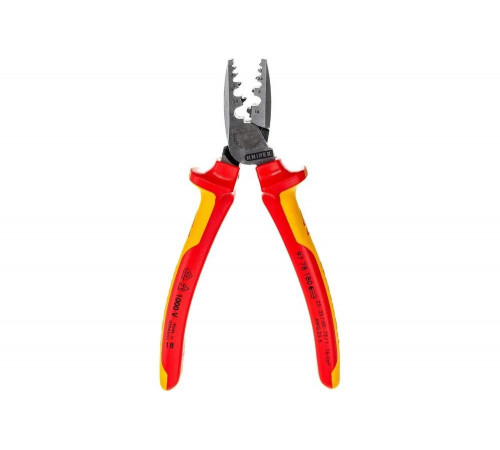 Пресс-клещи для обжима контактных гильз KNIPEX VDE, кол-во гнезд: 9, L-180 мм KN-9778180SB Пресс-клещи для обжима контактных гильз KNIPEX VDE, кол-во гнезд: 9, L-180 мм KN-9778180SB