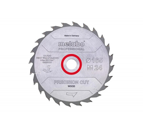 Диск пильный Precision Cut PROFESSIONAL (165x20 мм; 24Z) Metabo 628290000
