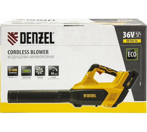 Аккумуляторная воздуходувка DENZEL RB180-36 36 В, 4 А*ч 59610 Аккумуляторная воздуходувка DENZEL RB180-36 36 В, 4 А*ч 59610