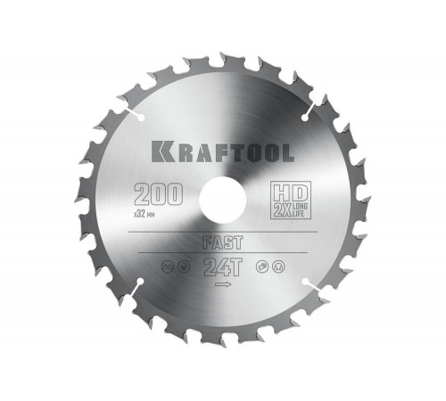 Диск пильный по дереву KRAFTOOL Fast 200x32 мм, 24Т 36950-200-32 Диск пильный по дереву KRAFTOOL Fast 200x32 мм, 24Т 36950-200-32