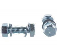 Болт с шестигранной головкой в комплекте с гайкой, шайбой, шайбой пружинной, ЗУБР, МАСТЕР, 303436-08-030